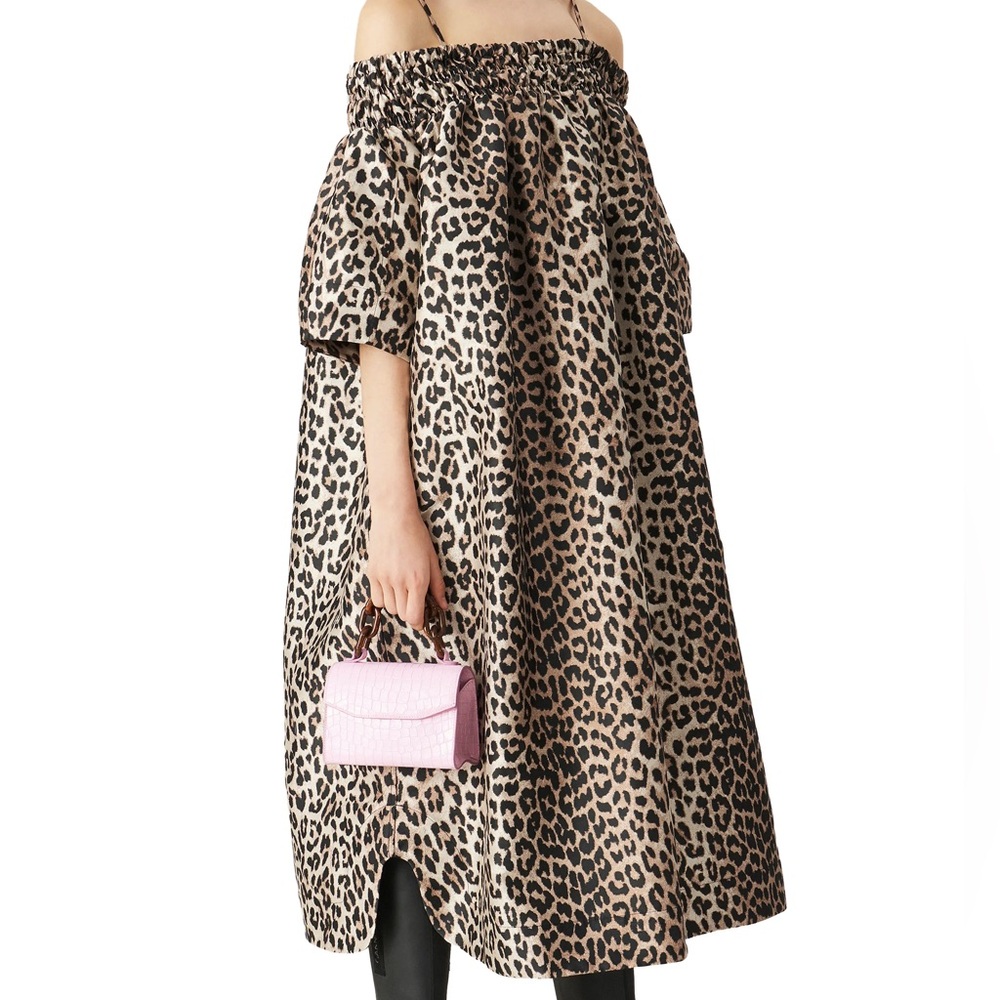 Ganni phantom leopard jacquard dress SM/M like new!